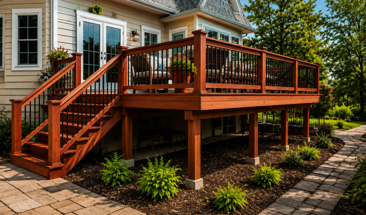 Elevated Redwood Deck